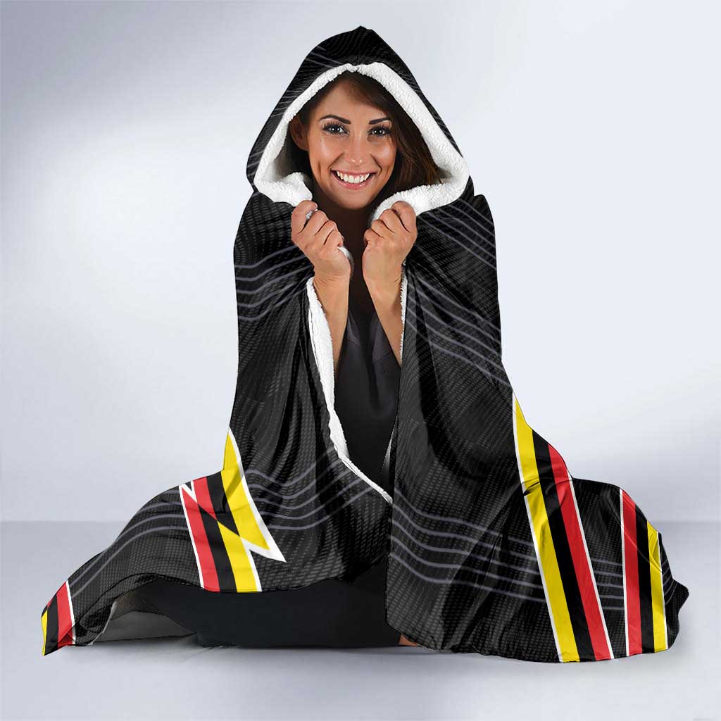 Belgium Hooded Blanket with Black Red Yellow Lightning Flag Stripe Spirit
