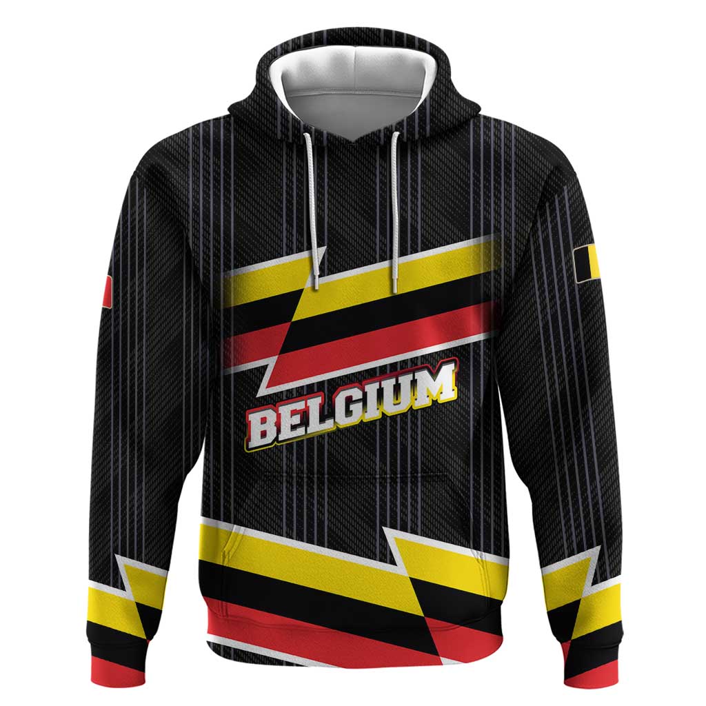 Belgium Hoodie with Black Red Yellow Lightning Flag Stripe Spirit