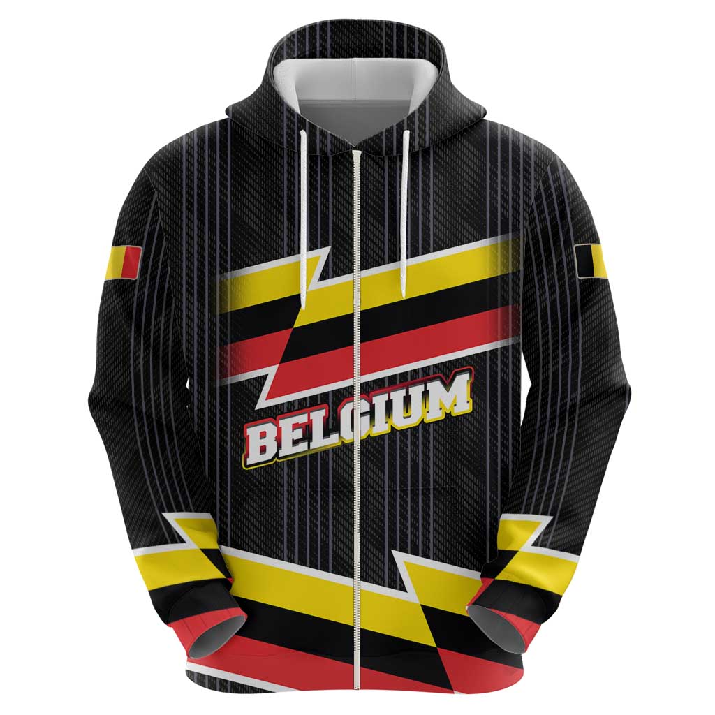 Belgium Hoodie with Black Red Yellow Lightning Flag Stripe Spirit