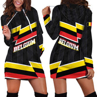 Belgium Hoodie Dress with Black Red Yellow Lightning Flag Stripe Spirit