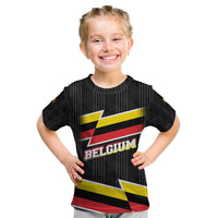 Belgium Kid T Shirt with Black Red Yellow Lightning Flag Stripe Spirit