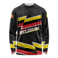 Belgium Long Sleeve Shirt with Black Red Yellow Lightning Flag Stripe Spirit