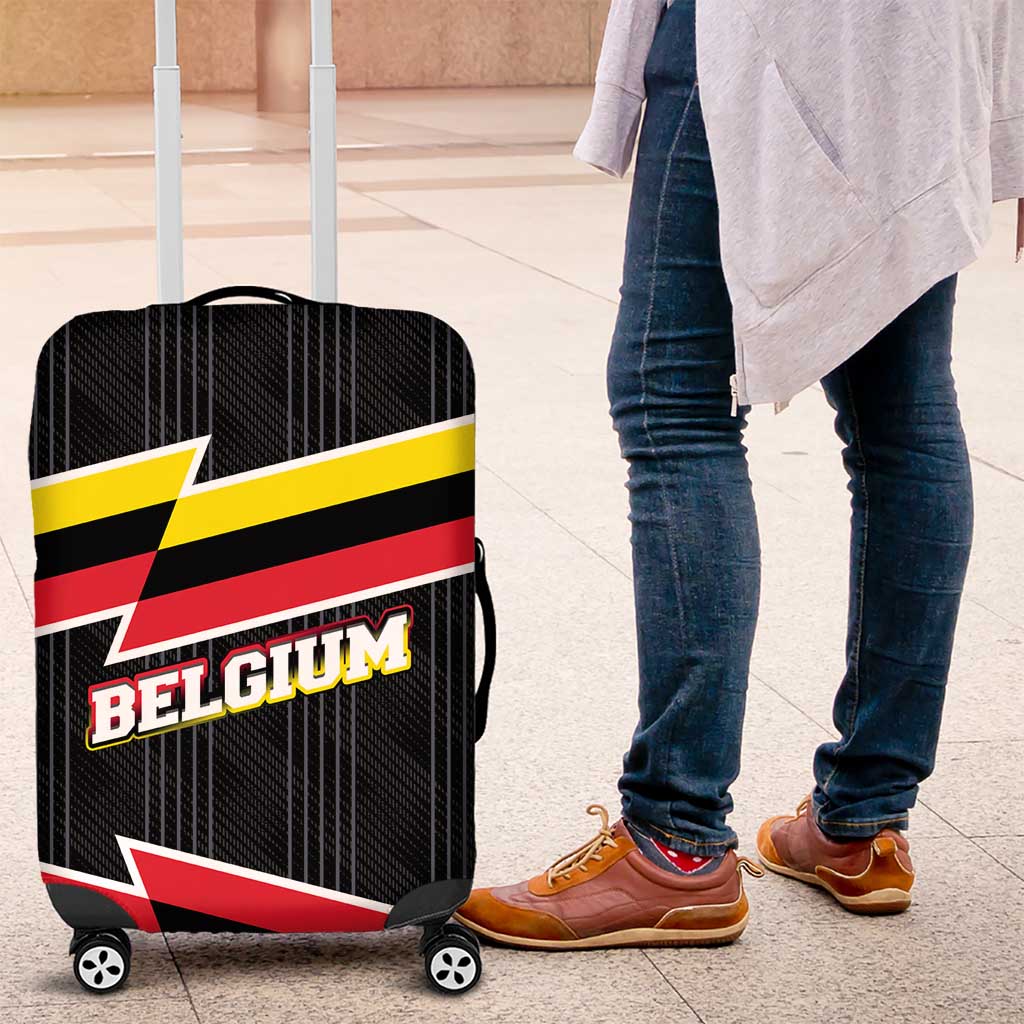 Belgium Luggage Cover with Black Red Yellow Lightning Flag Stripe Spirit