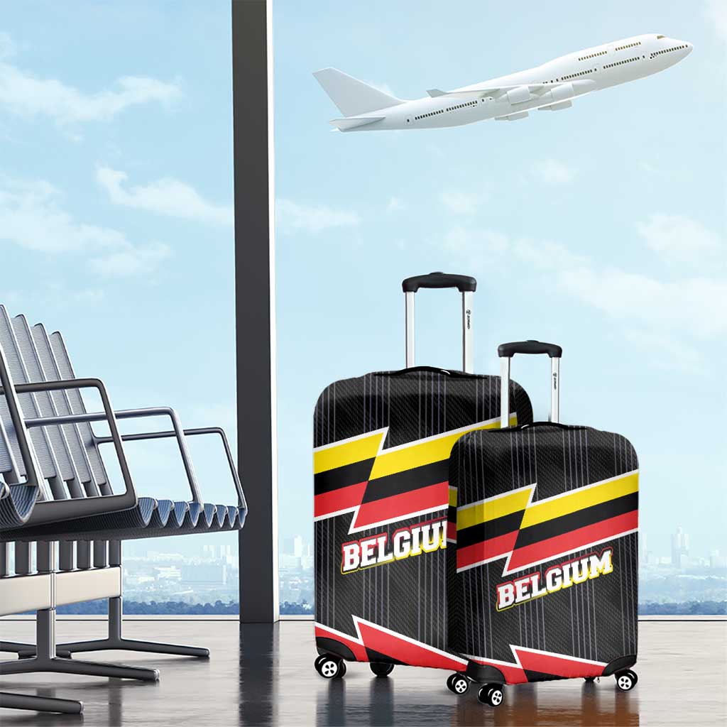Belgium Luggage Cover with Black Red Yellow Lightning Flag Stripe Spirit