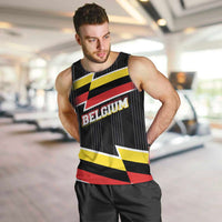 Belgium Men Tank Top with Black Red Yellow Lightning Flag Stripe Spirit