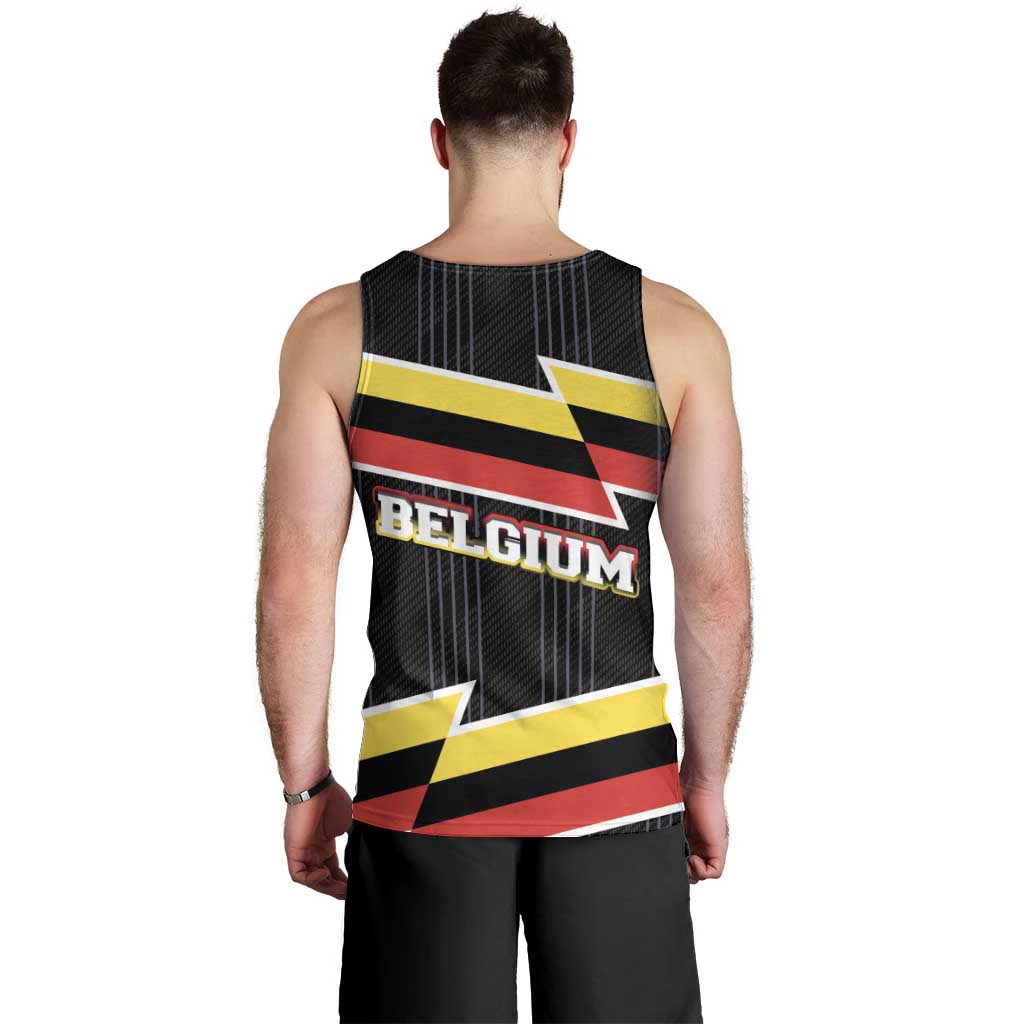 Belgium Men Tank Top with Black Red Yellow Lightning Flag Stripe Spirit
