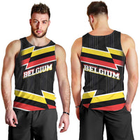 Belgium Men Tank Top with Black Red Yellow Lightning Flag Stripe Spirit