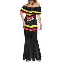 Belgium Mermaid Dress with Black Red Yellow Lightning Flag Stripe Spirit