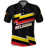 Belgium Polo Shirt with Black Red Yellow Lightning Flag Stripe Spirit