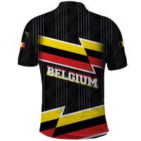 Belgium Polo Shirt with Black Red Yellow Lightning Flag Stripe Spirit