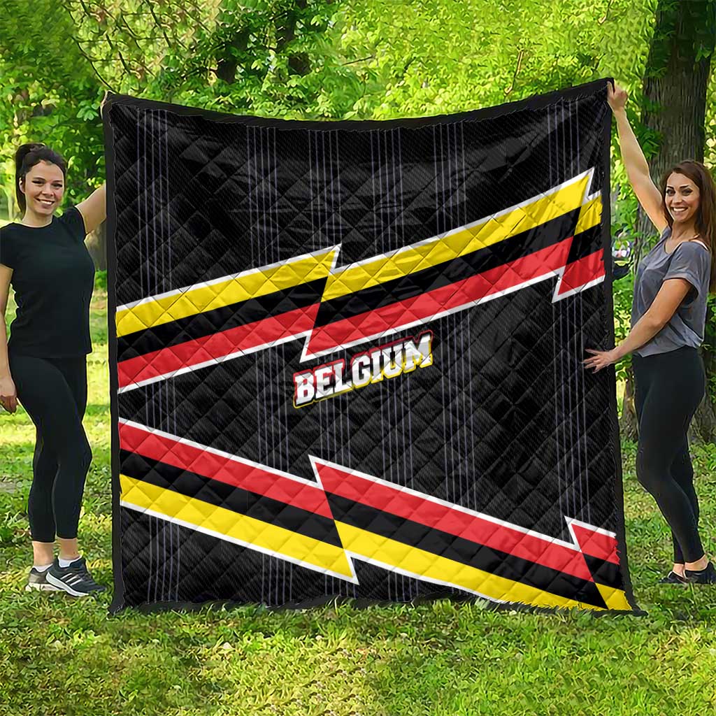 Belgium Quilt with Black Red Yellow Lightning Flag Stripe Spirit