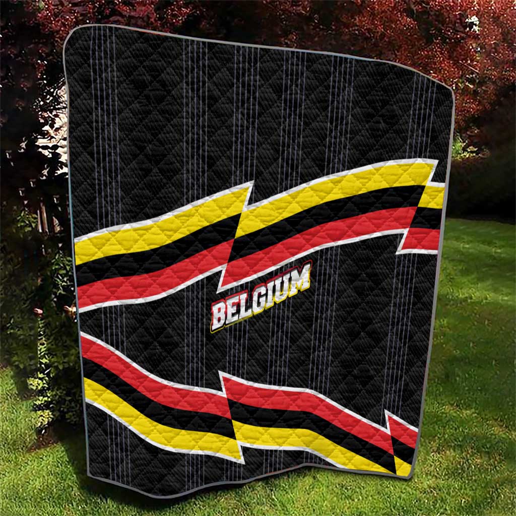 Belgium Quilt with Black Red Yellow Lightning Flag Stripe Spirit