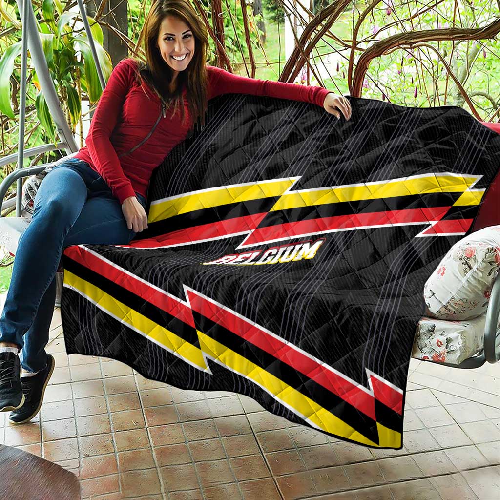 Belgium Quilt with Black Red Yellow Lightning Flag Stripe Spirit