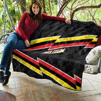 Belgium Quilt with Black Red Yellow Lightning Flag Stripe Spirit