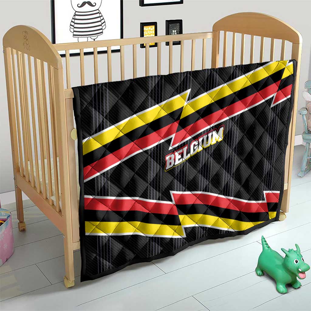 Belgium Quilt with Black Red Yellow Lightning Flag Stripe Spirit