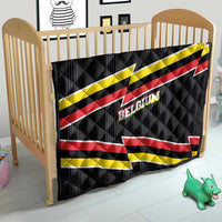Belgium Quilt with Black Red Yellow Lightning Flag Stripe Spirit