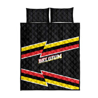 Belgium Quilt Bed Set with Black Red Yellow Lightning Flag Stripe Spirit