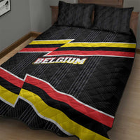 Belgium Quilt Bed Set with Black Red Yellow Lightning Flag Stripe Spirit