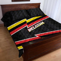 Belgium Quilt Bed Set with Black Red Yellow Lightning Flag Stripe Spirit