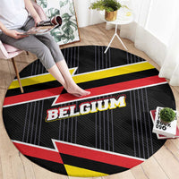 Belgium Round Carpet with Black Red Yellow Lightning Flag Stripe Spirit