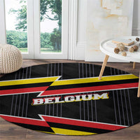 Belgium Round Carpet with Black Red Yellow Lightning Flag Stripe Spirit
