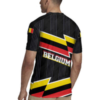 Belgium Rugby Jersey with Black Red Yellow Lightning Flag Stripe Spirit