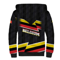 Belgium Sherpa Hoodie with Black Red Yellow Lightning Flag Stripe Spirit