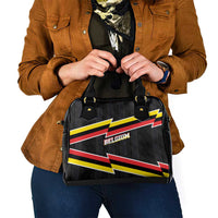 Belgium Shoulder Handbag with Black Red Yellow Lightning Flag Stripe Spirit