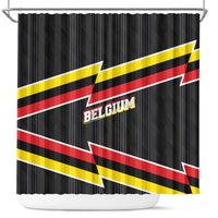 Belgium Shower Curtain with Black Red Yellow Lightning Flag Stripe Spirit