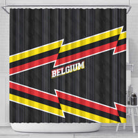 Belgium Shower Curtain with Black Red Yellow Lightning Flag Stripe Spirit