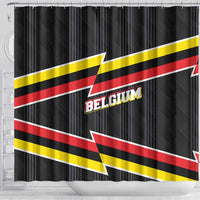 Belgium Shower Curtain with Black Red Yellow Lightning Flag Stripe Spirit