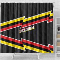 Belgium Shower Curtain with Black Red Yellow Lightning Flag Stripe Spirit