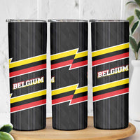 Belgium Skinny Tumbler with Black Red Yellow Lightning Flag Stripe Spirit