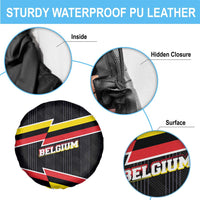Belgium Spare Tire Cover with Black Red Yellow Lightning Flag Stripe Spirit