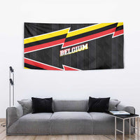 Belgium Tapestry with Black Red Yellow Lightning Flag Stripe Spirit