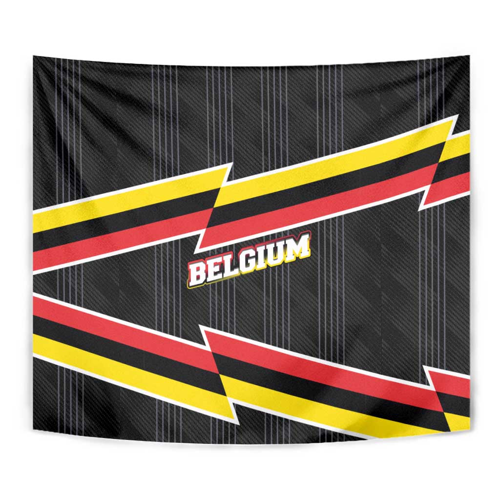 Belgium Tapestry with Black Red Yellow Lightning Flag Stripe Spirit