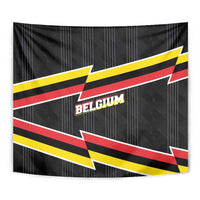 Belgium Tapestry with Black Red Yellow Lightning Flag Stripe Spirit
