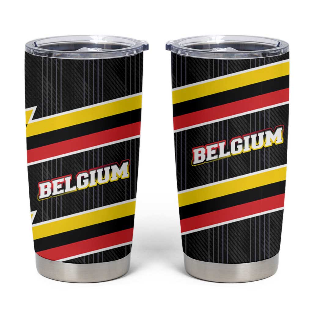 Belgium Tumbler Cup with Black Red Yellow Lightning Flag Stripe Spirit
