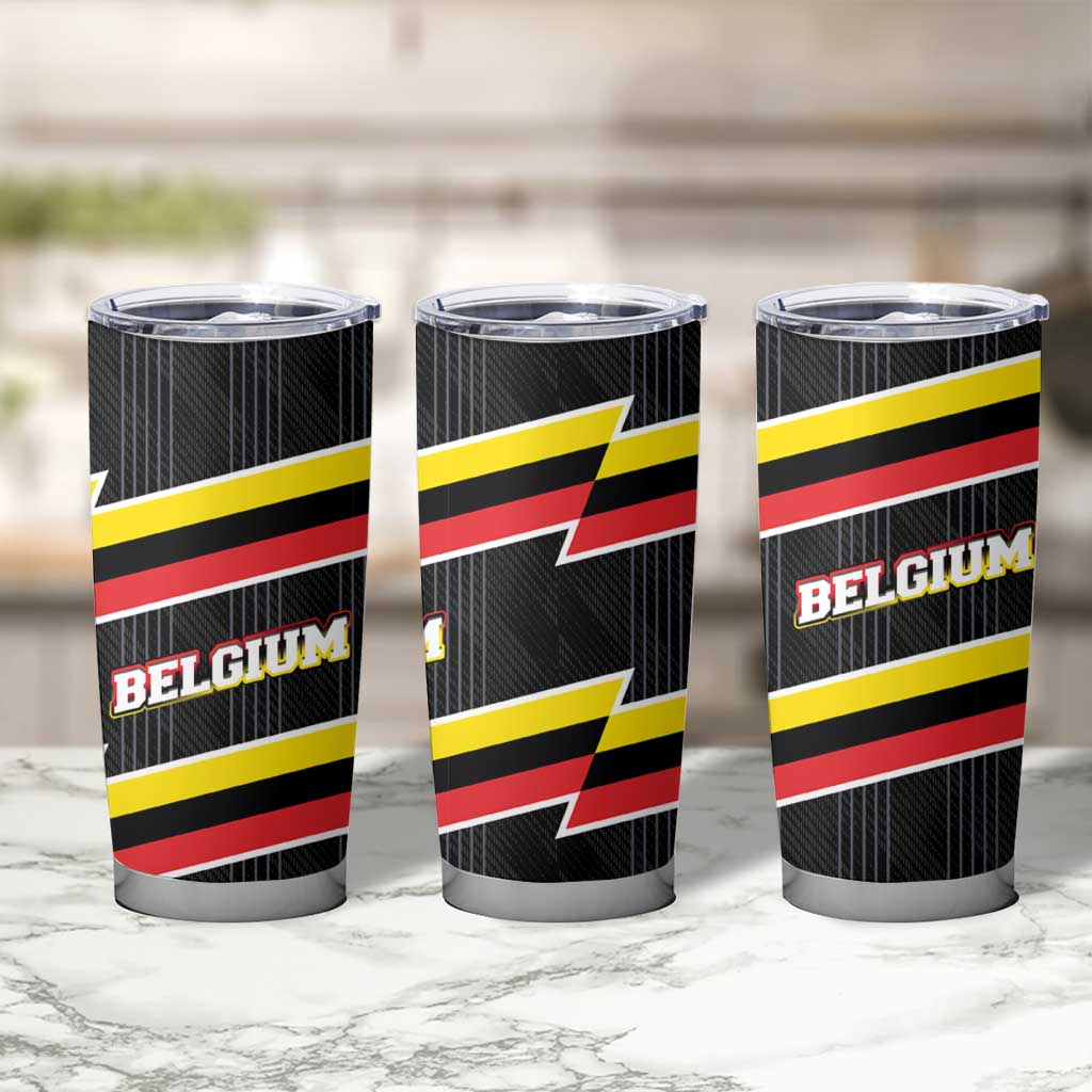 Belgium Tumbler Cup with Black Red Yellow Lightning Flag Stripe Spirit