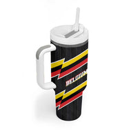 Belgium Tumbler With Handle with Black Red Yellow Lightning Flag Stripe Spirit