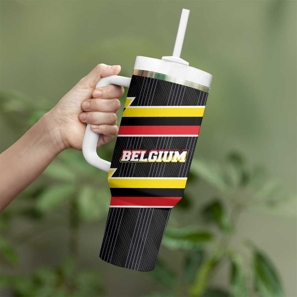 Belgium Tumbler With Handle with Black Red Yellow Lightning Flag Stripe Spirit