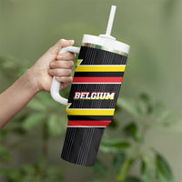 Belgium Tumbler With Handle with Black Red Yellow Lightning Flag Stripe Spirit