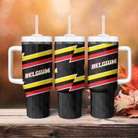 Belgium Tumbler With Handle with Black Red Yellow Lightning Flag Stripe Spirit