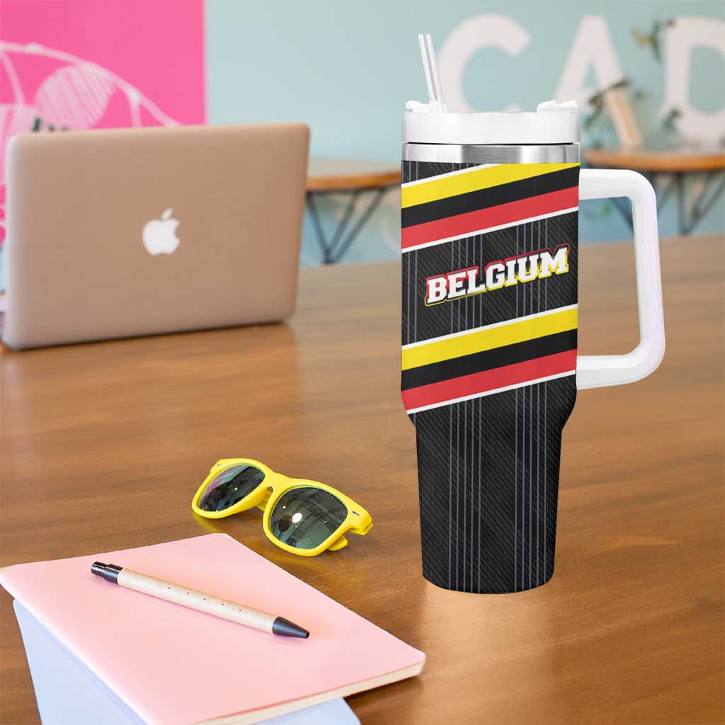 Belgium Tumbler With Handle with Black Red Yellow Lightning Flag Stripe Spirit