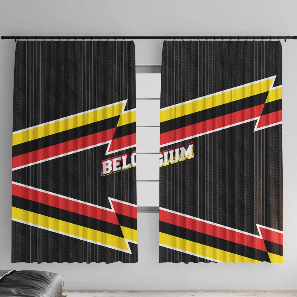 Belgium Window Curtain with Black Red Yellow Lightning Flag Stripe Spirit