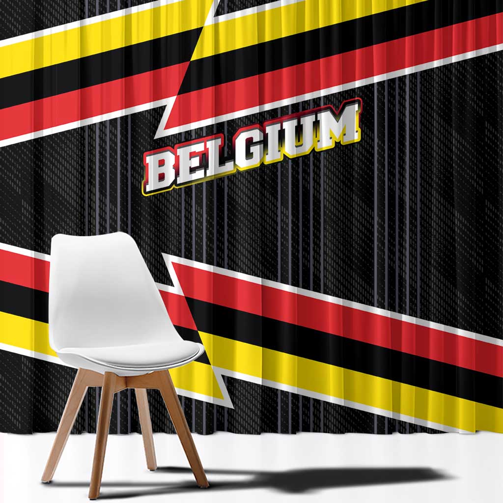 Belgium Window Curtain with Black Red Yellow Lightning Flag Stripe Spirit