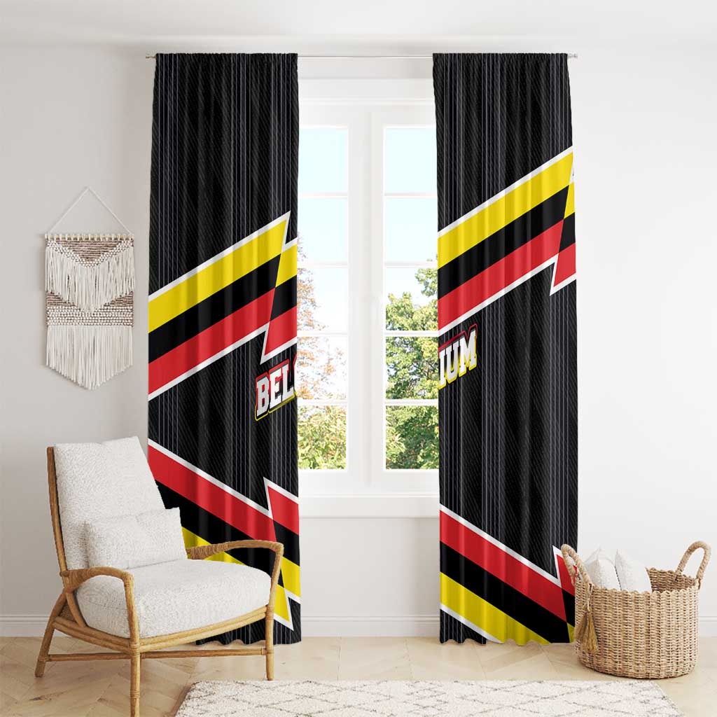 Belgium Window Curtain with Black Red Yellow Lightning Flag Stripe Spirit