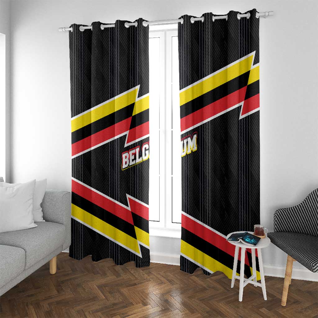 Belgium Window Curtain with Black Red Yellow Lightning Flag Stripe Spirit