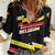 Belgium Women Casual Shirt with Black Red Yellow Lightning Flag Stripe Spirit