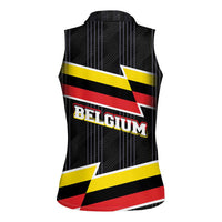 Belgium Women Sleeveless Polo Shirt with Black Red Yellow Lightning Flag Stripe Spirit